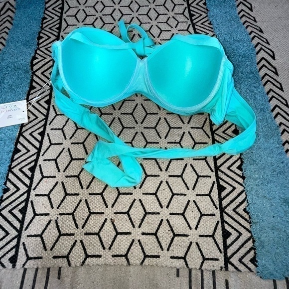 COASTAL WAVES SWIM PUSH UP BIKINI TOP IN AQUA BLUE, SZ 1X - Picture 3 of 5
